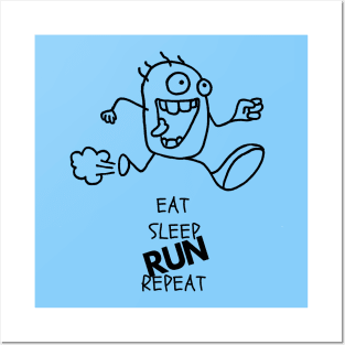 Harvey in Eat Sleep Run Repeat mode Posters and Art